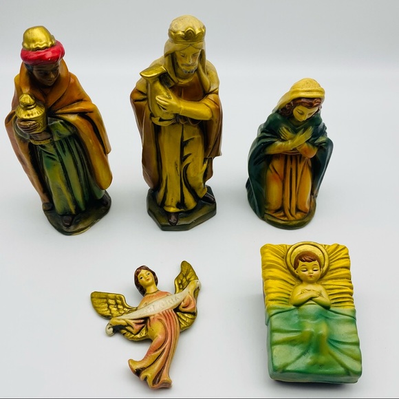 Vintage 9 Piece Nativity Set Made in Japan Handprinted Chalkware - Picture 4 of 16